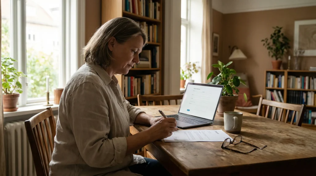 Person reviewing financial documents for a UK casino affordability check