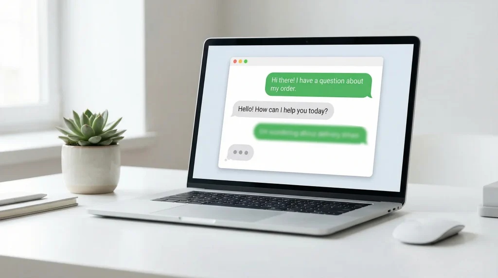 Live chat support window open on a laptop for UK casino customer service