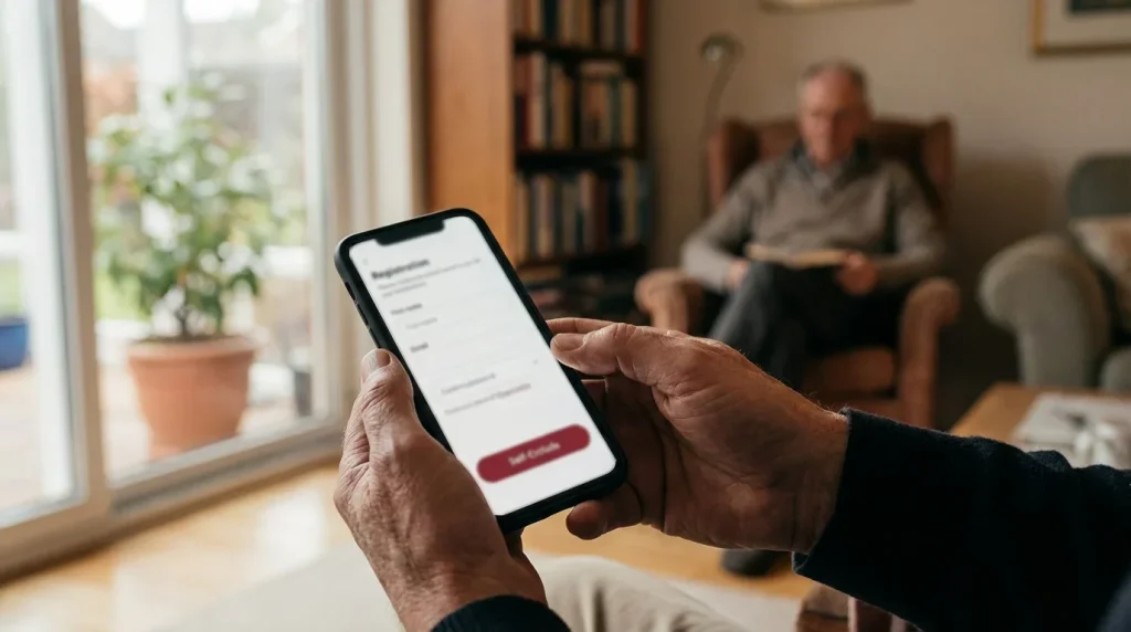 Person using a phone to register for GAMSTOP self-exclusion from UK gambling sites
