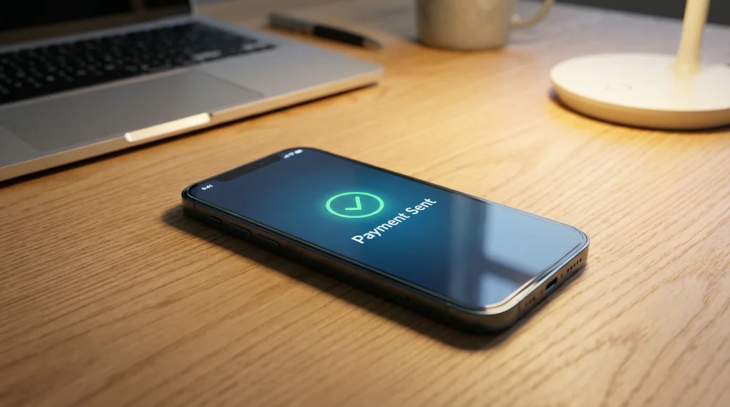 Smartphone showing PayPal payment confirmation for a UK online casino deposit