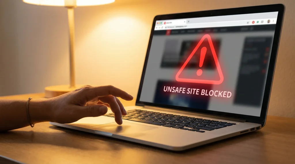 Warning sign and red flags symbolising unsafe rogue online casinos